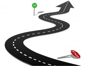 Success highway curve stop go sign progress